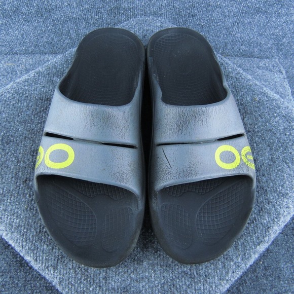 Oofos Men Slide Sandals Gray Synthetic Slip On Size 12 Medium - Picture 3 of 9